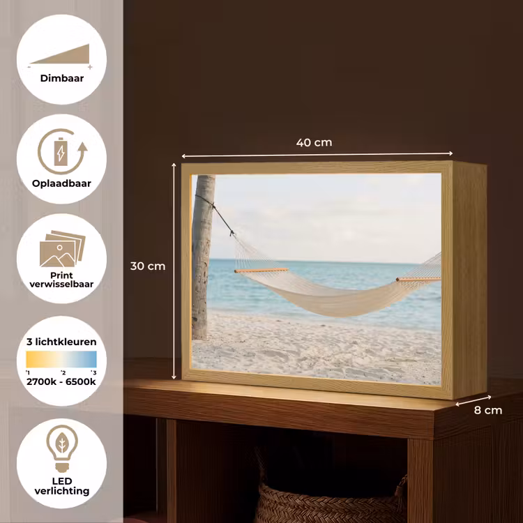 Lightbox - Wandlamp - Hangmat - Strand - Wit — 10