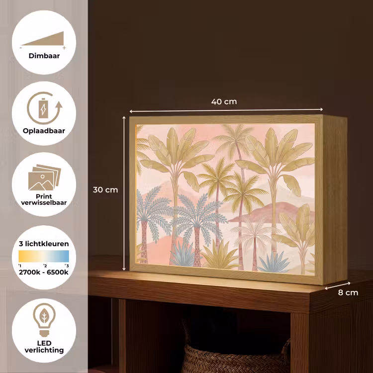 Lightbox - Wandlamp - Illustratie - Palmbomen - Kleurrijk — 10
