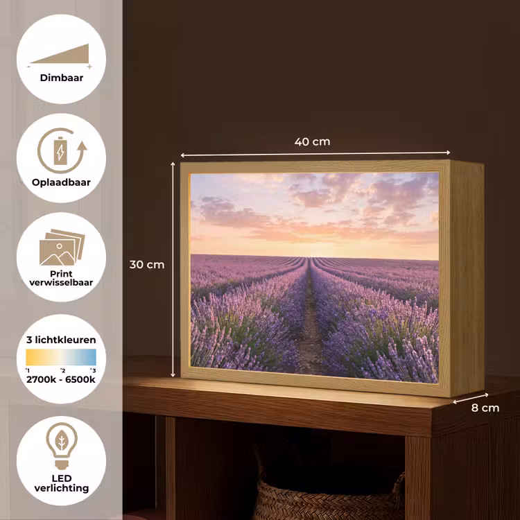 Lightbox - Wandlamp - Landschap - Lavendelveld - Paars — 10