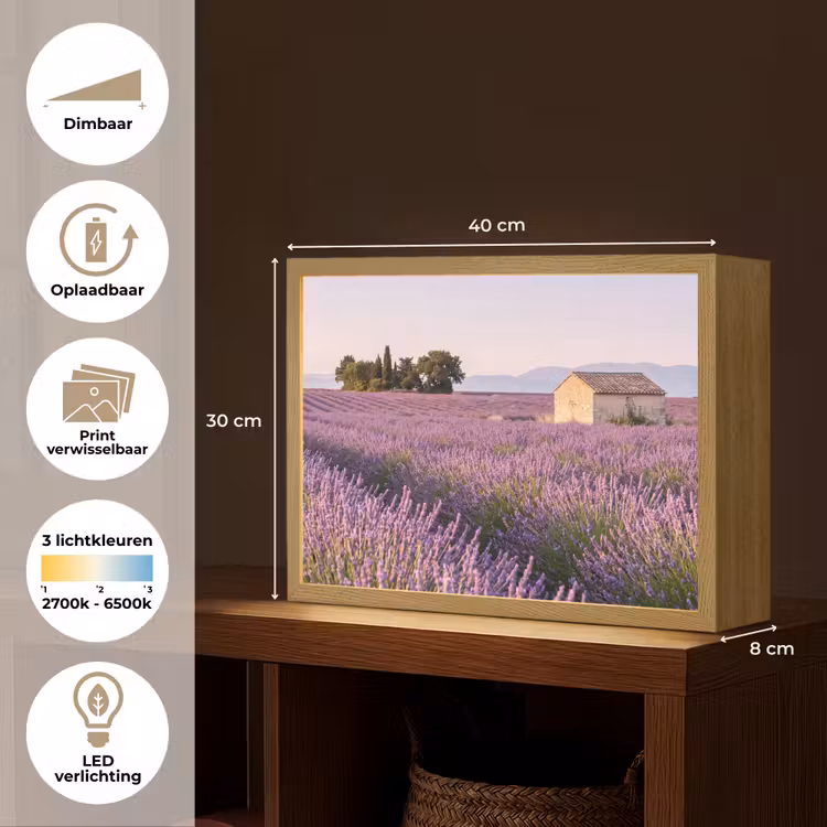 Lightbox - Wandlamp - Lavendel - Landschap - Sereen - Paars — 10