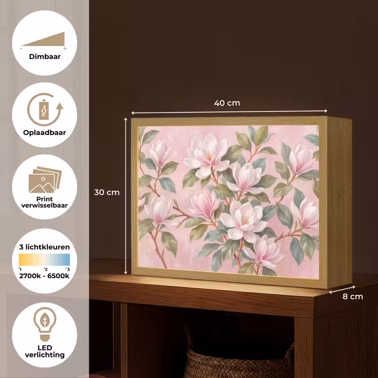 Lightbox - Wandlamp - Magnolia's - Patroon - Roze — 10