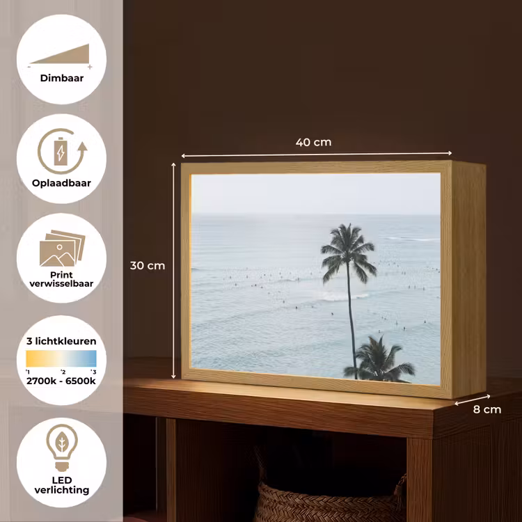 Lightbox - Wandlamp - Oceaan - Palmbomen - Surfers — 10