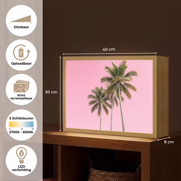 Lightbox - Wandlamp - Palmboom - Tropisch - Pink — 10