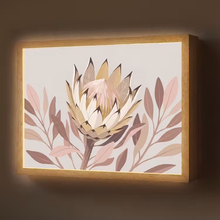 Lightbox - Wandlamp - Protea - Bloem - Botanisch - Beige — 1