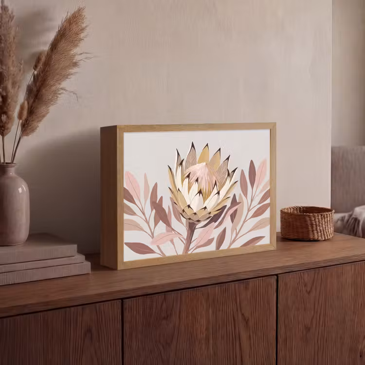 Lightbox - Wandlamp - Protea - Bloem - Botanisch - Beige — 4