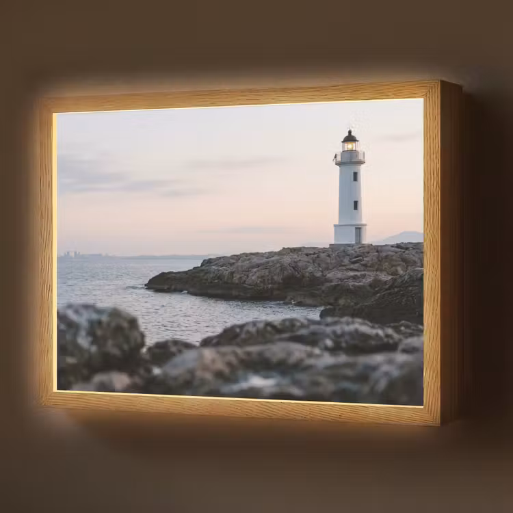 Lightbox - Wandlamp - Rotsen - Vuurtoren - Wit — 1