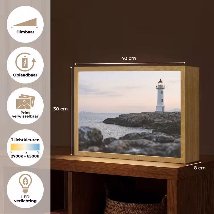 Lightbox - Wandlamp - Rotsen - Vuurtoren - Wit — 10
