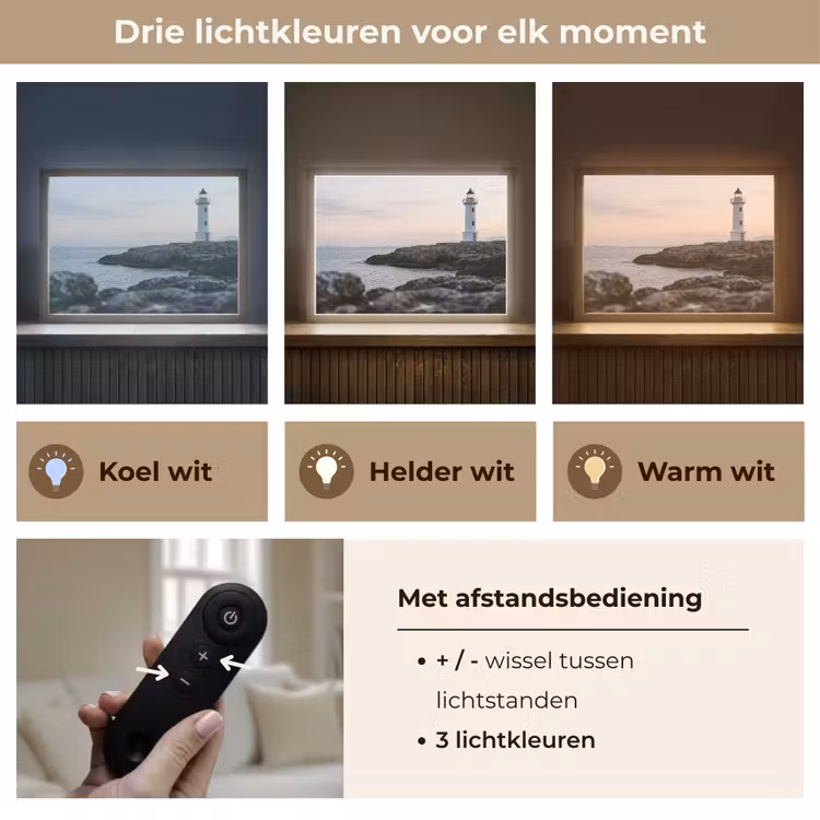 Lightbox - Wandlamp - Rotsen - Vuurtoren - Wit — 8