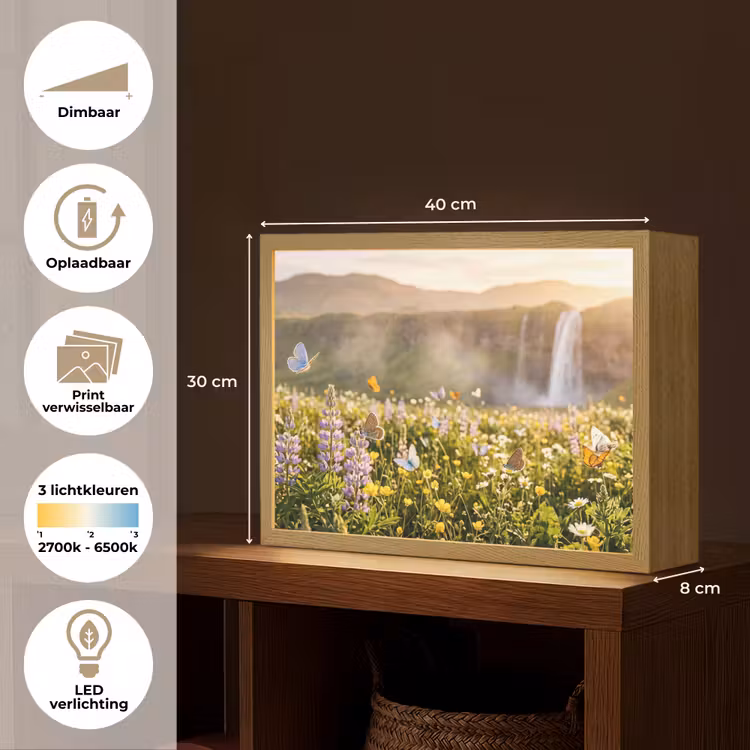 Lightbox - Wandlamp - Vlinders - Waterval - Bloemenveld — 10