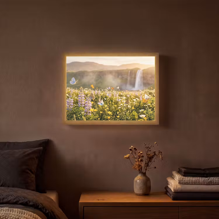 Lightbox - Wandlamp - Vlinders - Waterval - Bloemenveld — 3