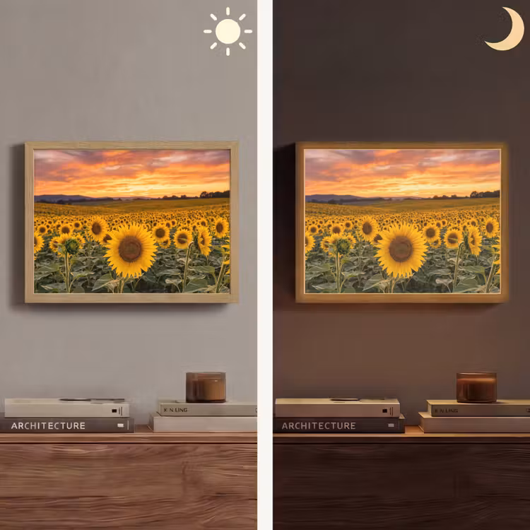 Lightbox - Wandlamp - Zonnebloemen - Heuvellandschap - Geel — 6