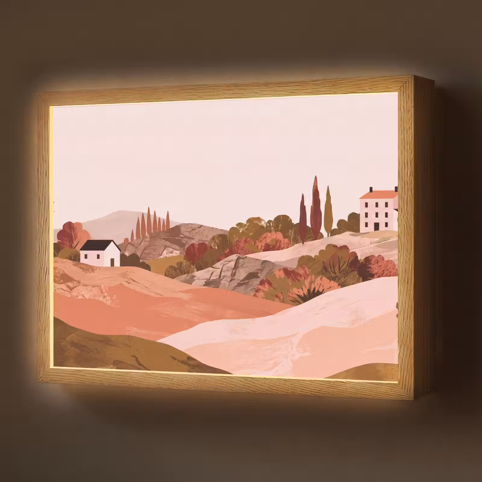 Lightbox - Wandlamp - Heuvellandschap - Grafisch - Terracotta — 1