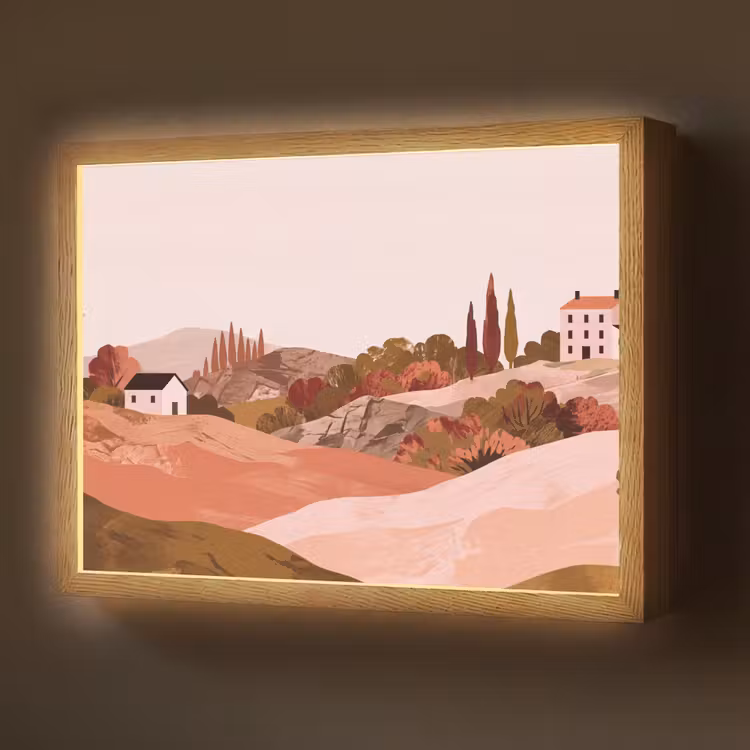 Lightbox - Wandlamp - Heuvellandschap - Grafisch - Terracotta — 1