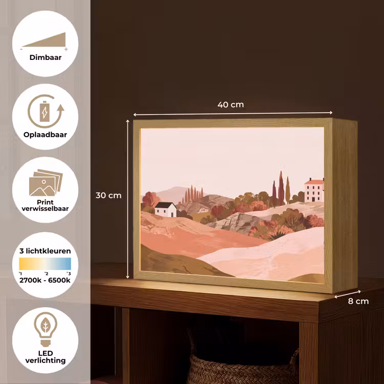 Lightbox - Wandlamp - Heuvellandschap - Grafisch - Terracotta — 10