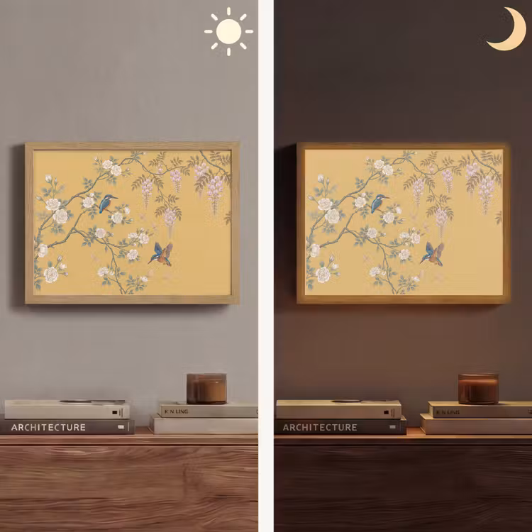Lightbox - Wandlamp - IJsvogels - Bloesem - Geel — 6