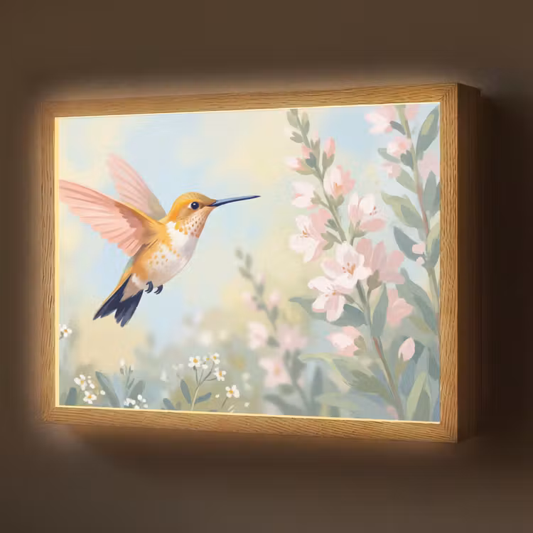Lightbox - Wandlamp - Kolibrie - Illustratie - Kleurrijk — 1