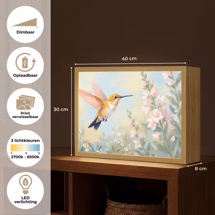 Lightbox - Wandlamp - Kolibrie - Illustratie - Kleurrijk — 10
