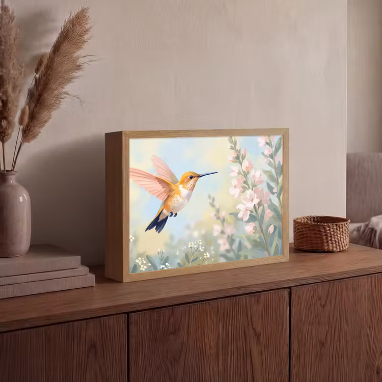 Lightbox - Wandlamp - Kolibrie - Illustratie - Kleurrijk — 4