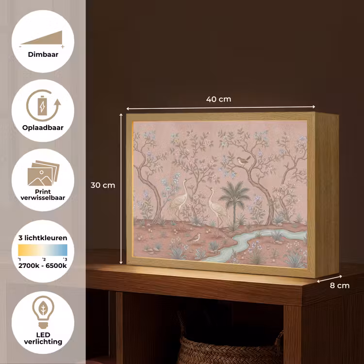 Lightbox - Wandlamp - Nostalgisch - Reigers - Roze — 10