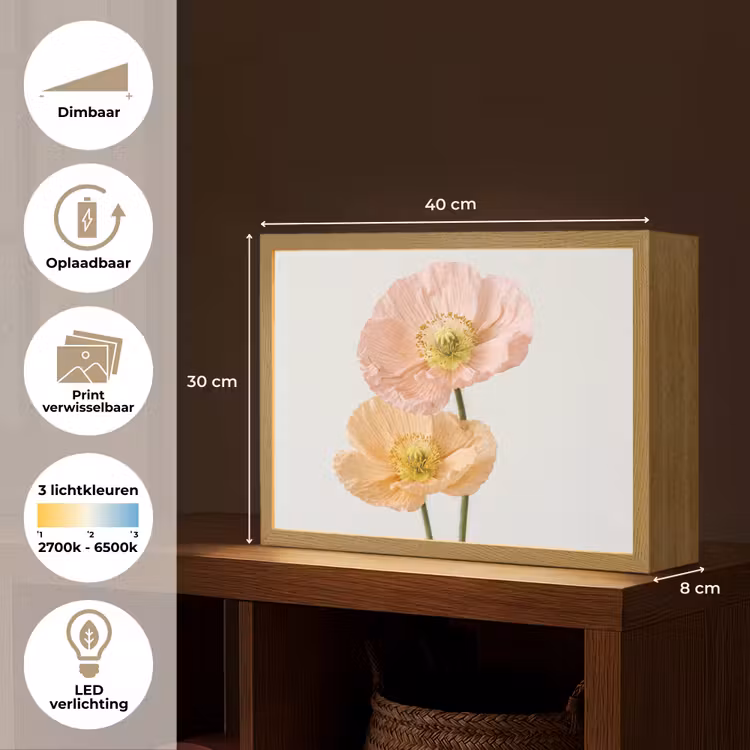 Lightbox - Wandlamp - Papavers - Botanisch - Roze — 10