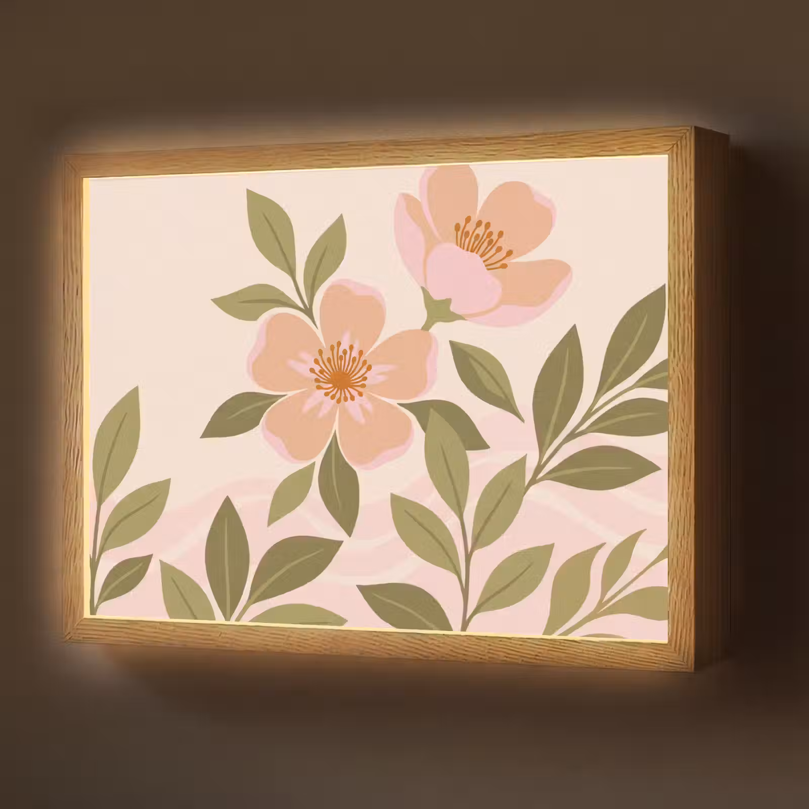 Lightbox - Wandlamp - Grafisch - Bloemen - Roze — 1