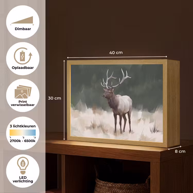 Lightbox - Wandlamp - Edelhert - Gewei - Schildering - Rustiek — 10