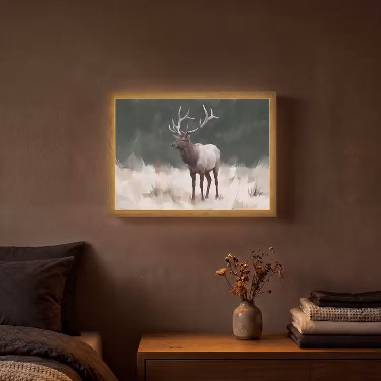 Lightbox - Wandlamp - Edelhert - Gewei - Schildering - Rustiek — 3