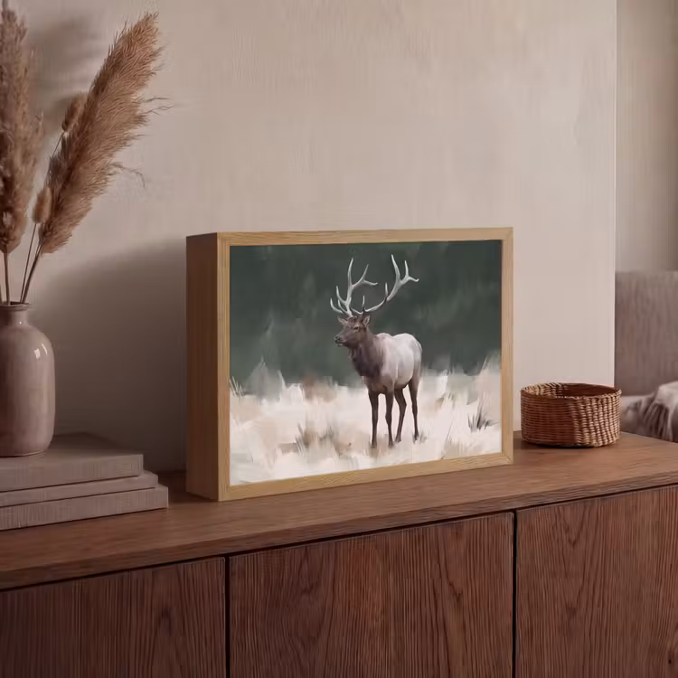 Lightbox - Wandlamp - Edelhert - Gewei - Schildering - Rustiek — 4