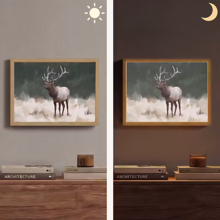 Lightbox - Wandlamp - Edelhert - Gewei - Schildering - Rustiek — 6