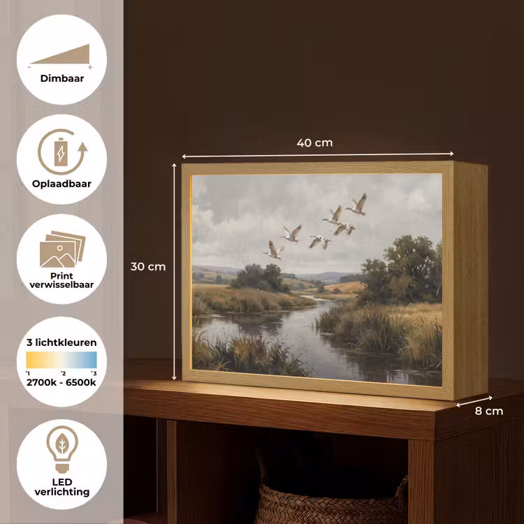 Lightbox - Wandlamp - Eenden - Rivier - Landschap - Vlucht - Nostalgisch — 10