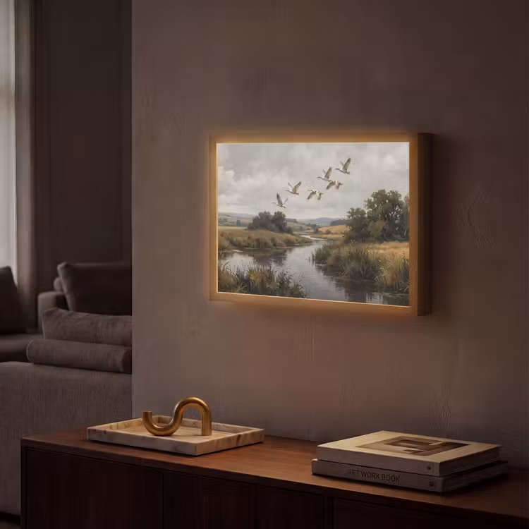 Lightbox - Wandlamp - Eenden - Rivier - Landschap - Vlucht - Nostalgisch — 2