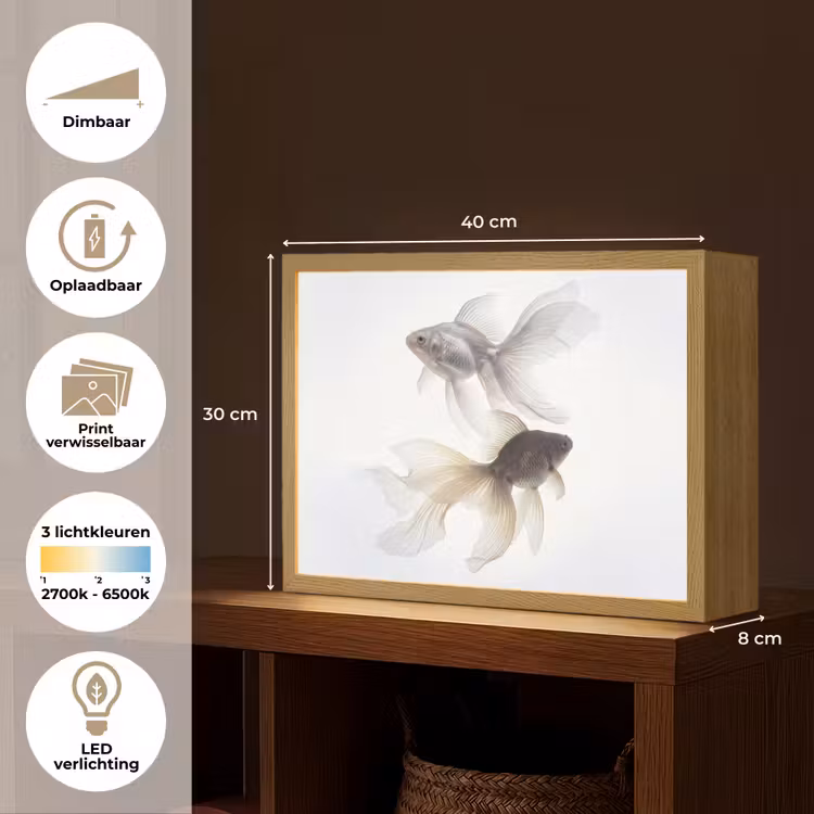 Lightbox - Wandlamp - Goudvissen - Modern - Wit — 10