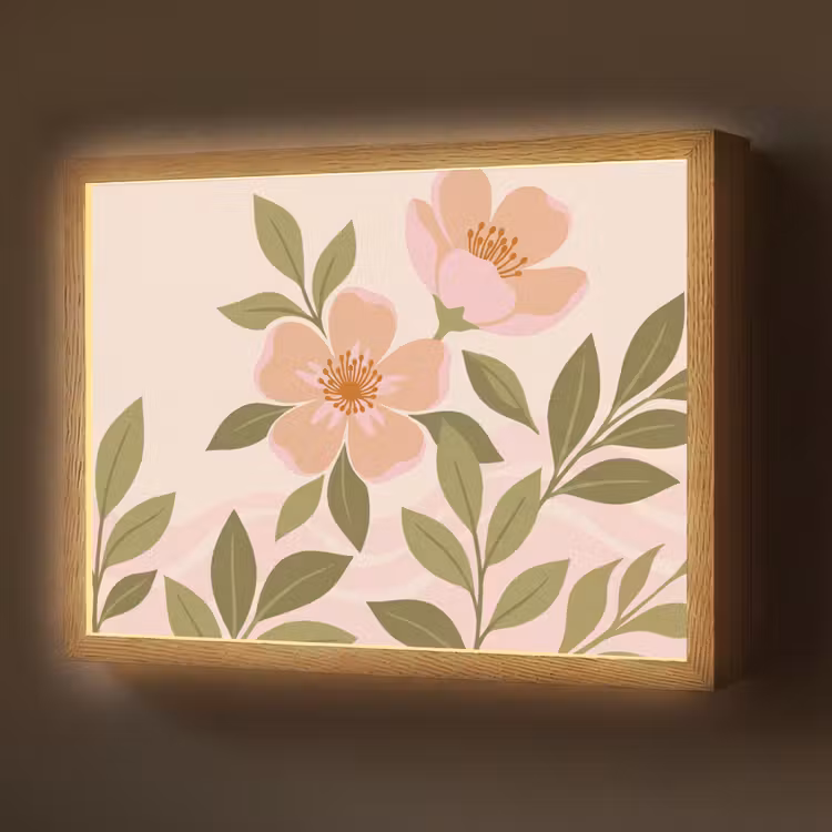 Lightbox - Wandlamp - Grafisch - Bloemen - Roze — 1