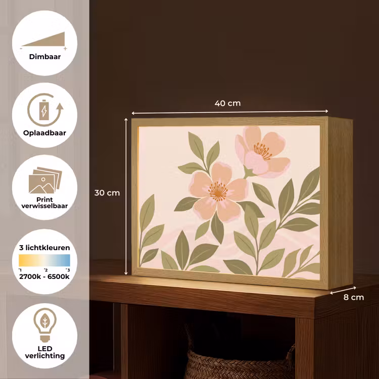Lightbox - Wandlamp - Grafisch - Bloemen - Roze — 10