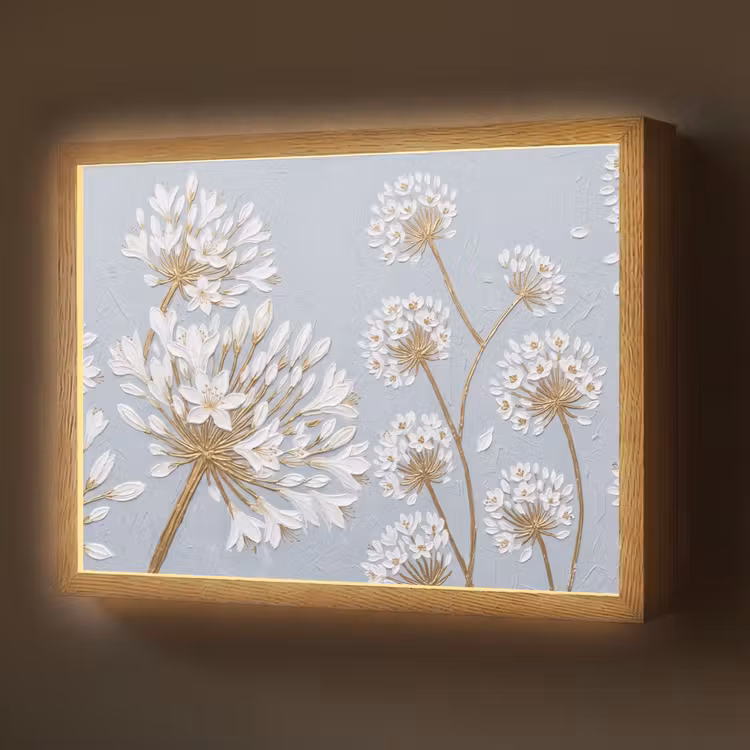 Lightbox - Wandlamp - Illustratie - Bloemen - Blauw — 1