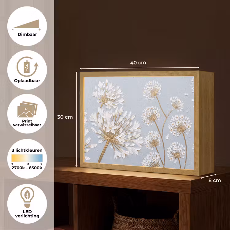 Lightbox - Wandlamp - Illustratie - Bloemen - Blauw — 10