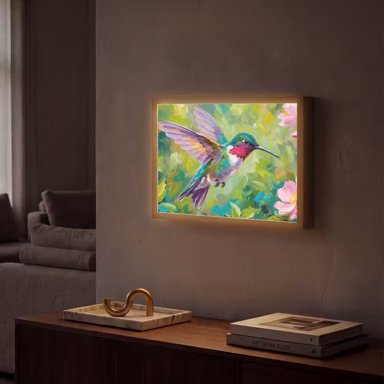 Lightbox - Wandlamp - Kolibrie - Bloemen - Natuur - Kleurrijk — 2