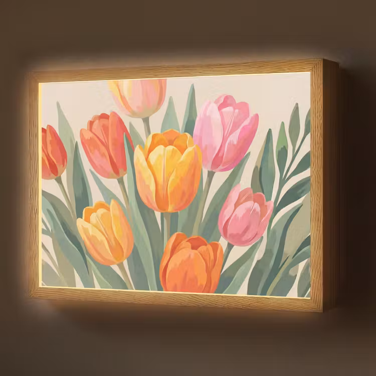 Lightbox - Wandlamp - Tulpen - Abstract - Kleurrijk — 1