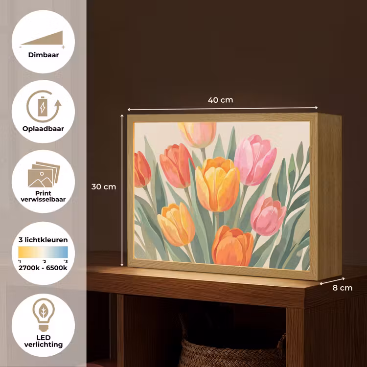 Lightbox - Wandlamp - Tulpen - Abstract - Kleurrijk — 10