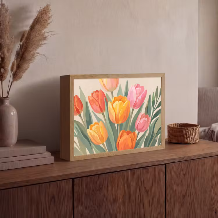 Lightbox - Wandlamp - Tulpen - Abstract - Kleurrijk — 4