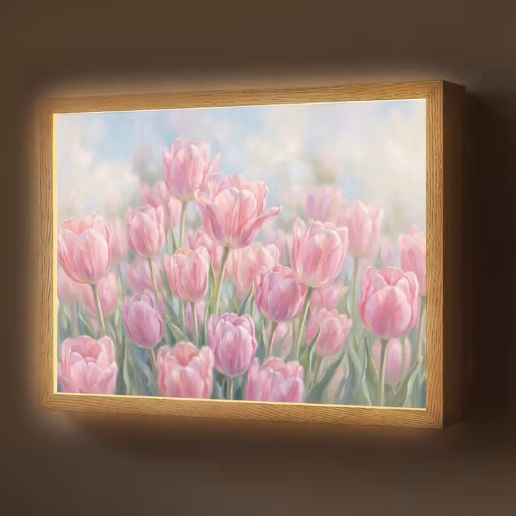 Lightbox - Wandlamp - Tulpen - Veld - Lente - Roze — 1