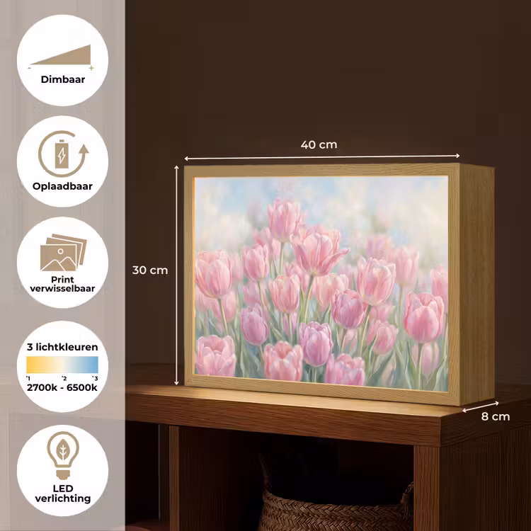 Lightbox - Wandlamp - Tulpen - Veld - Lente - Roze — 10