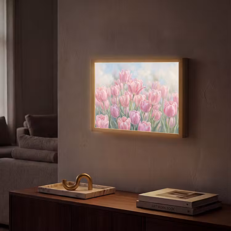 Lightbox - Wandlamp - Tulpen - Veld - Lente - Roze — 2