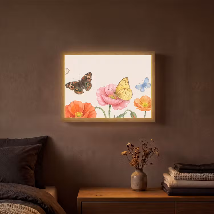 Lightbox - Wandlamp - Vlinders - Klaprozen - Illustratie - Kleurrijk — 3