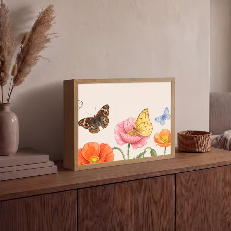 Lightbox - Wandlamp - Vlinders - Klaprozen - Illustratie - Kleurrijk — 4