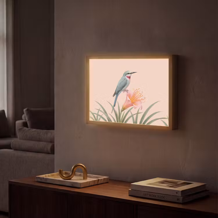 Lightbox - Wandlamp - Vogel - Bloem - Natuur - Roze — 2