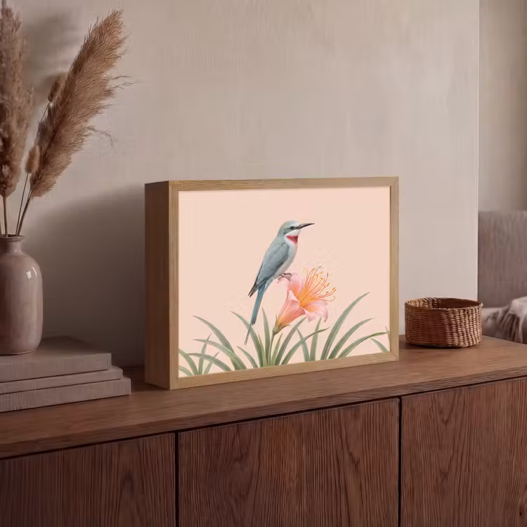 Lightbox - Wandlamp - Vogel - Bloem - Natuur - Roze — 4