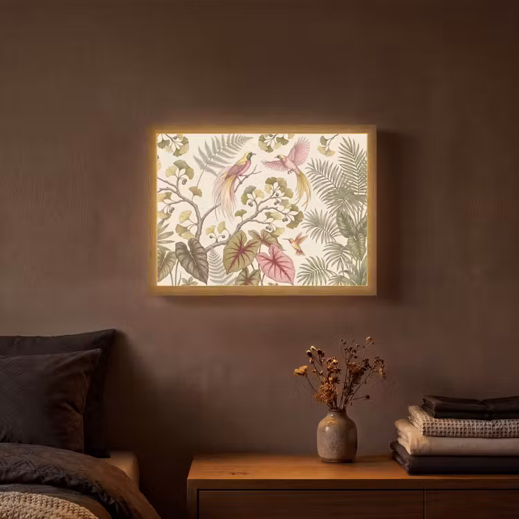 Lightbox - Wandlamp - Vogels - Tropisch - Botanisch - Roze — 3