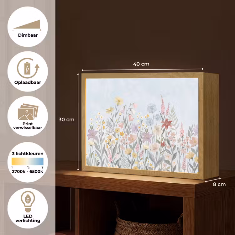 Lightbox - Wandlamp - Weidebloemen - Illustratie - Kleurrijk — 10
