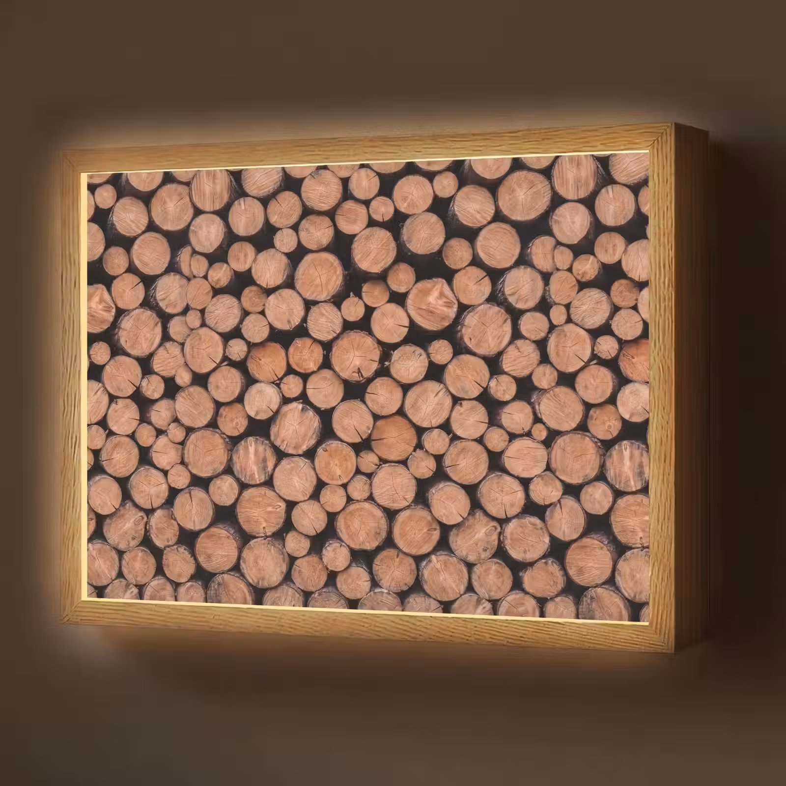 Lightbox - Wandlamp - Houtblokken - Textuur - Patroon - Bruin - Rustiek — 1
